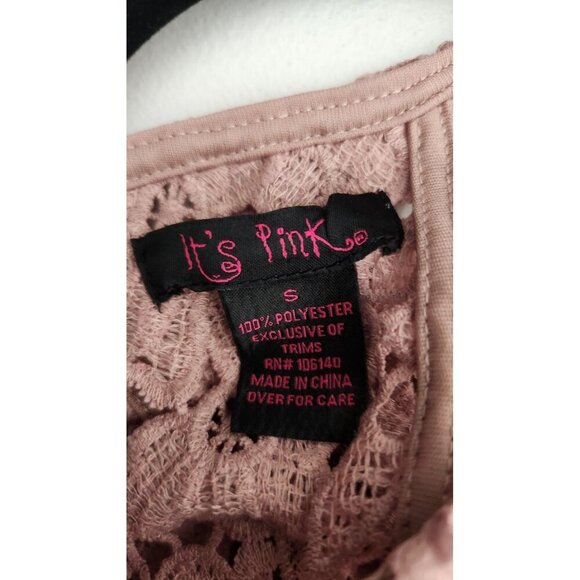 Its Pink Tank Top Womens Small Crochet Lace Fringe Boho Festival Frenge Fairy - Picture 4 of 7